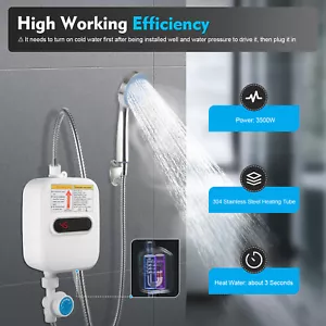 3500W 220V Instant Tankless Water Heater Electric Water Heater with Shower Head - Picture 1 of 16