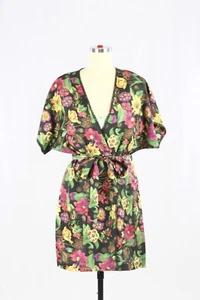 NUEVO SIN ETIQUETAS Bata Kimono Vintage LINDA para LA VIE EN ROSE Negra Floral Gasa, Talla Única - Imagen 1 de 10