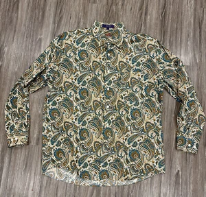 Camisa de vestir Alan Flusser manga larga con botones para hombre L algodón Usada en excelente condición - Imagen 1 de 5