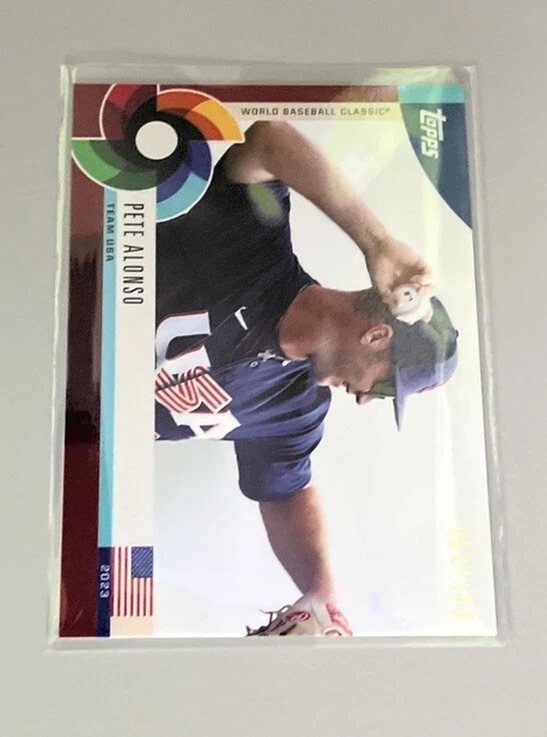 2023 Topps World Baseball Classic Global Stars Pete Alonso /150 USA Dark Red SP - Image 1 of 3