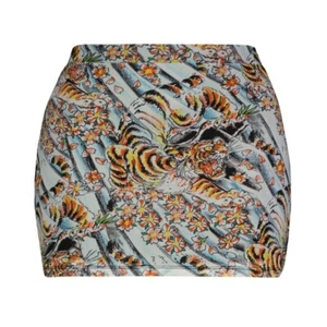 NWT ED HARDY TIGER PRINT MESH SKIRT SZ SMALL - Picture 1 of 7