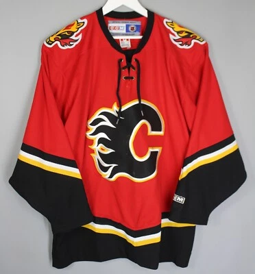 CALGARY FLAMES NHL ICE HOCKEY JERSEY SHIRT CCM RED / BLACK SIZE L - Image 1 of 4
