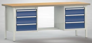 Werkbank 2000x700x840mm 6 Schubladen Ablage Werkstatt Montagewerkbank - Bild 1 von 1