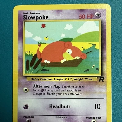 Yellow Ink Stain MISPRINT Slowpoke 67/82 Team Rocket Pokemon ERROR LP - Image 1 of 4
