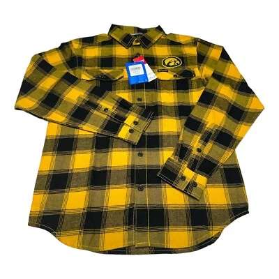 全新带标签 Columbia 男式爱荷华州鹰眼格子法兰绒长袖纽扣衬衫 S 码 — 第 1/4 张图片