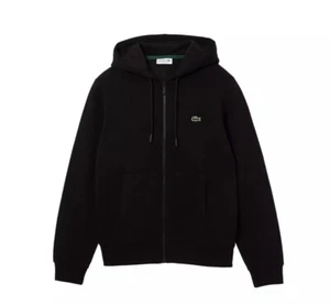Men's Lacoste Black Kangaroo Pocket Fleece Hoodie Sweatshirt Size 5 - L - Picture 1 of 7
