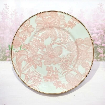 MACKENZIE-CHILDS MacKenzie Childs Rosy English Garden Enamel Salad Dessert 8" Plate Brand New
