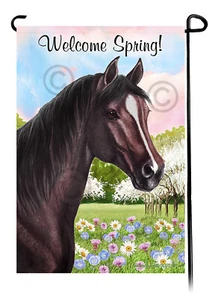 Welcome Spring Garden Flag - Brown Quarter Horse - Picture 1 of 1