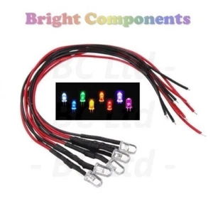 Flashing Pre-Wired LEDs 3mm/5mm Ultra Bright : 9V~12V : Various Colours Prewired - Picture 1 of 1