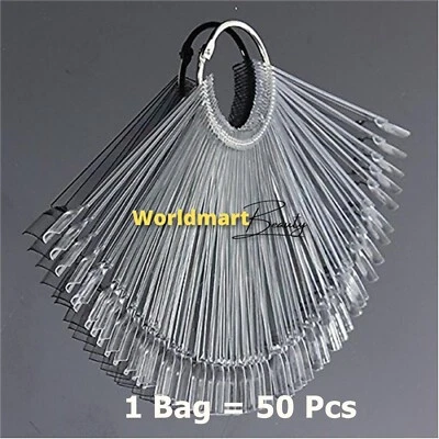 50Pcs Nail Tips Clear Watcher Stick Nail Art Polish Display Tip Nail Color - Image 1 of 2