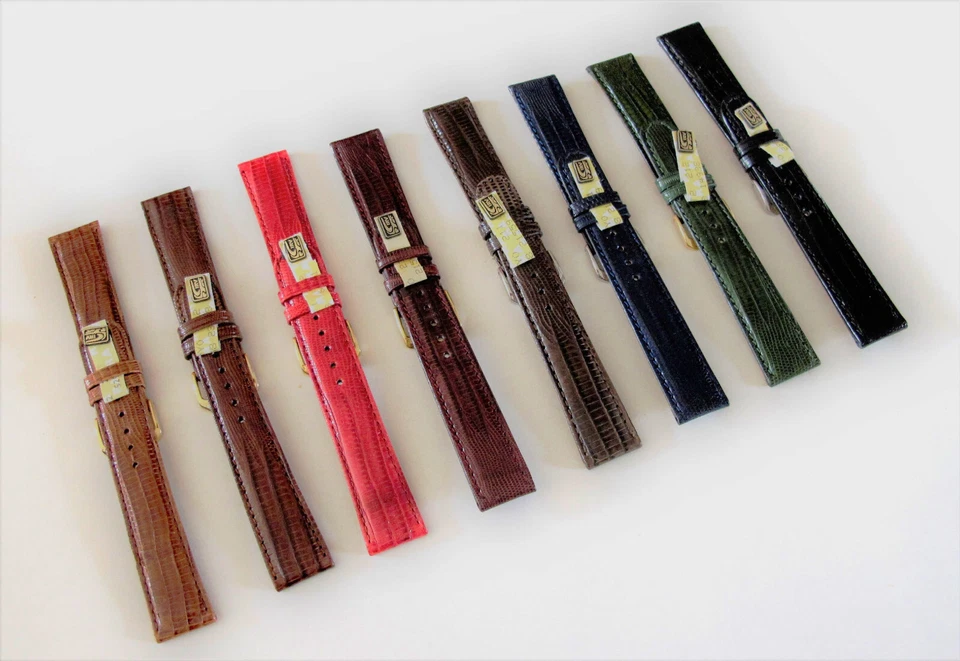 MARKENLOS Pulsera de cuero TEJU EIDECHSE auténtica - 20 mm - div. Colores - watchband - Lizard - ¡NUEVO!