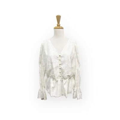 Elizabeth & James White Long Sleeve Blouse Size M Medium - Image 1 of 4