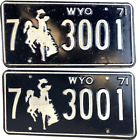 Wyoming 1971 License Plate Set Vintage Auto Goshen Co Man Cave Collector Decor