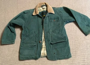Vtg Boys Sz 7 Urban Equipment Green Canvas Barn Chore Coat Missing Buttons - Picture 1 of 14