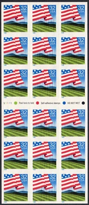 Scott #2919a FLAG OVER FIELD (Farm) Booklet of 18 32¢ Stamps - MNH P#V1111 - Image 1 of 2