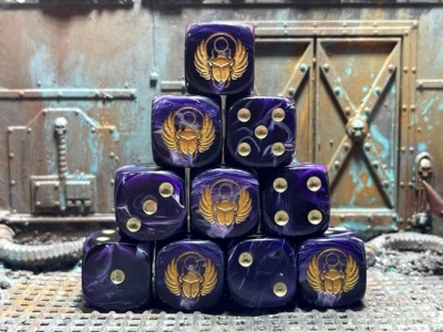 DA SCRAPYARD ORK Golden Scarab - Custom Inspired Dice, ideal for Tabletop Games