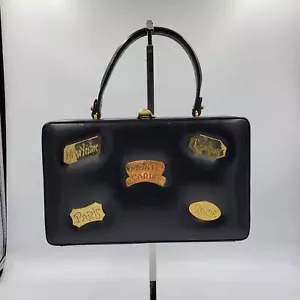 SELTENE VINTAGE SÜSSE SCHWARZE PRESTIGE DESTINATION REISEN STADT ARZT CLUTCH TASCHE HANDTASCHE - Bild 1 von 12