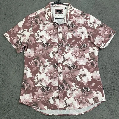 7 Diamonds 4 Way Stretch Short Sleeve Shirt Men Size Medium Floral Preppy - Image 1 of 4