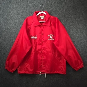 Vintage Budweiser Manitoba Stampede Windbreaker Jacket Red Snap Nylon L VTG Beer - Picture 1 of 10