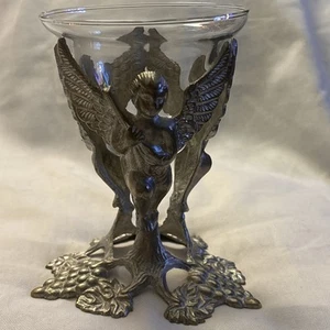 Vintage Gold Brass 3 Cherub Angels Votive Candle Holder India - Picture 1 of 20