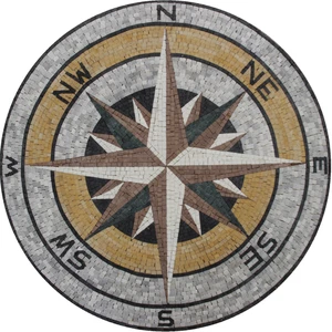 Mosaic Marble Decoration Compass Art Medallion Home Pool Design Floor - Picture 1 of 1
