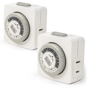 BLACK+DECKER Luce da Interno Timer Programmabile Timer Analogico Presa (Confezione da 2) - Foto 1 di 6