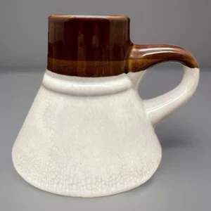 Vtg USA Brown Glaze Coffee Mug Wide Base No Spill 20oz Has Crazing Rustic Style - Picture 1 of 7