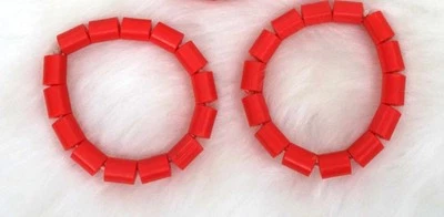 2 Set Of Original Coral Bead Bracelet, Igbo Benin Beaded African Jewelry.  - Image 1 of 4