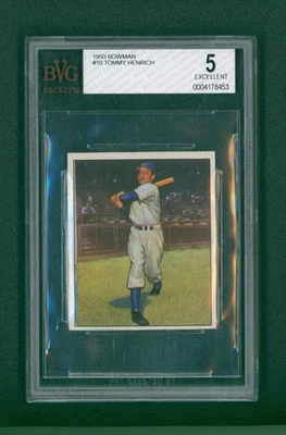 1950 Bowman Baseball Card - #10 Tommy Henrich, BVG 5 EX - Image 1 of 2