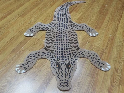 Tibetan Crocodille Rug Shape Handmade Kids Boho Rug Aesthetic Rug 3x5 Ft - Image 1 of 4