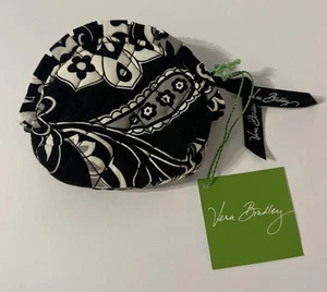 Vera Bradley kleine Rüschen Kosmetik Midlife Paisley schwarz-weiß Tasche - Bild 1 von 8