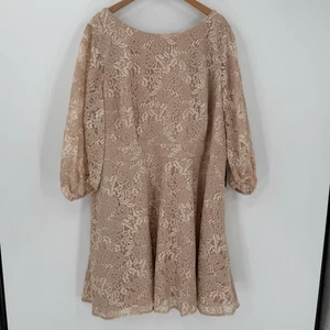 Eliza J Bateau Neck Lace Fit & Flare Knee Length Dress Pink Plus Women 24W - Picture 1 of 11