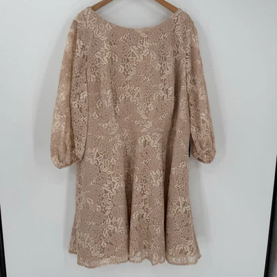 Eliza J Bateau Neck Lace Fit & Flare Knee Length Dress Pink Plus Women 24W - Image 1 of 4