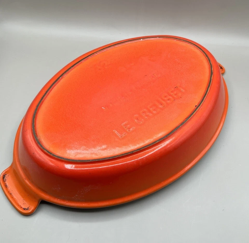 Plato de hierro fundido esmaltado vintage Le Creuset Au Gratin llama 32 cm 2 qt Foto 1 de 2