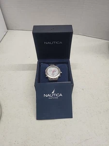 Orologio Cronografo Nautica Acciaio 16507G Ha Bisogno Di Batteria Nuova - Foto 1 di 7