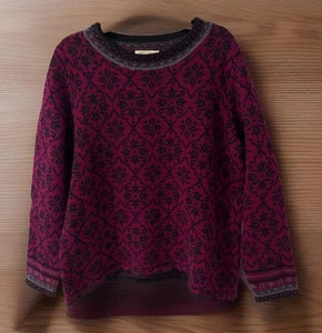 Suéter Pullover APPLESEEDS Petites Fucsia Negro Nórdico Isla Justa Talla PL - Imagen 1 de 6