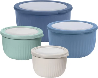 Set of 4 Prep, Store & Serve Plastic Bowls - W/See-Thru Lids- Dishwasher, Microw - Image 1 of 4