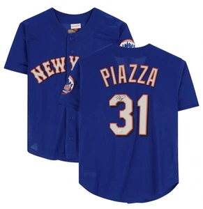 Mike Piazza NY METS Fanatics Authentic Royal Blue Mitchell & Ness Auto Jersey - Picture 1 of 4