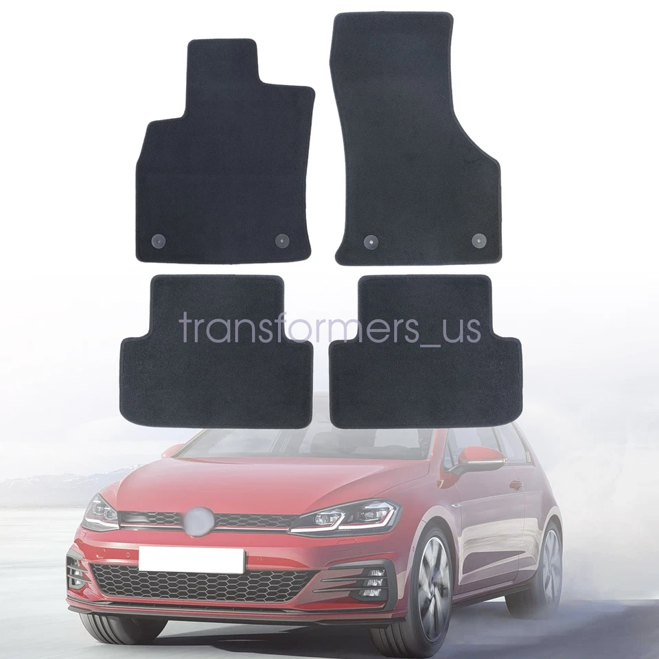 2015-2021 For Volkswagen Golf R GTI Velour Floor Mats Carpet Anti-Slip Black New - Image 1 of 4