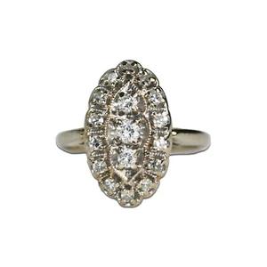 Anello vintage a grappolo in oro bianco 13 kt con diamanti 0,50 ct - Foto 1 di 8