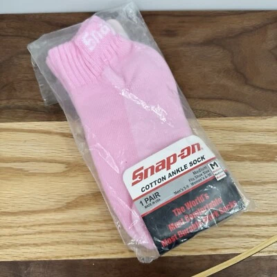 Snap-On Womens Pink Cotton Ankle Socks 1 Pair Medium Size 6-10 Fully Cushioned - Image 1 of 4