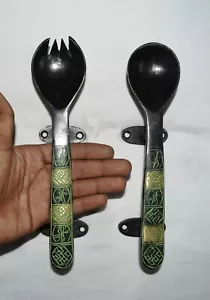Fork Spoon Door Handle Brass Handmade Antique Design Restaurant Door Decor A05 - Foto 1 di 6