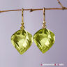 New SOLID GOLD 18k or 14k Gold Lime Citrine Whirlpool Earrings Hook Leverback