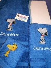 Snoopy Personalized 3 Piece Bath Towel Set Any Color Choice 