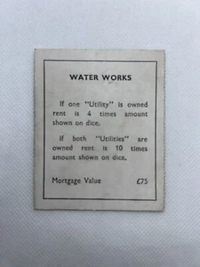 Monopoly Spare Replacement Card - Water Works - Picture 1 of 2