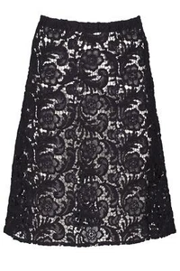 PRADA NAVY LACE MIDI SKIRT IT 40 UK 8 - Picture 1 of 4