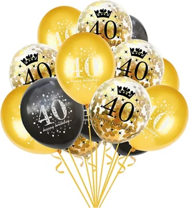 40Th Birthday Balloons Black and Gold 40 Birthday Decorations for Men Women Late - Picture 1 of 12
