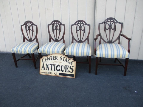 63885 Set 4 Antique Mahogany Dining Chairs Chair s Cover