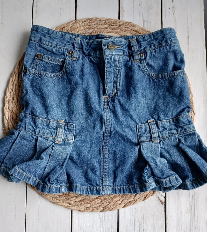 Ralph Lauren Polo Jeans Co Falda Denim Niñas Talla 10 Azul Jean Pliegues Hasta la Rodilla Foto 1 de 4