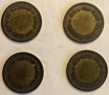 4 x UK / GOOD FOR FREE PLAY ON MACHINE ANTIQUE COLLECTIBLE TOKEN / TOKENS